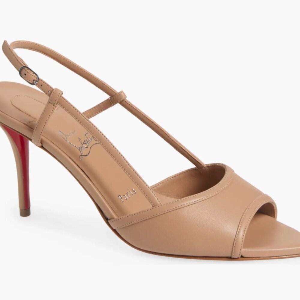 Christian Louboutin Miss Z Open Toe Slingback Sandal 39 Blush 85MM